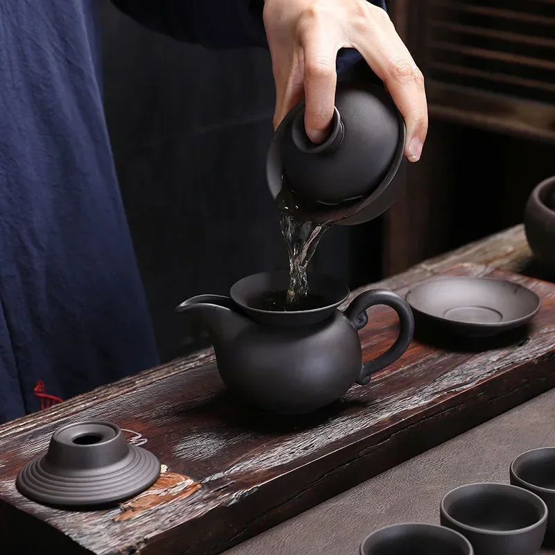 Purple Clay Chinese Kung Fu Tea Set Yixing Teapot Handmade Tea Pot Cup Zisha Gaiwan Tea Kettles Ceremony Drinkware Teaware Set