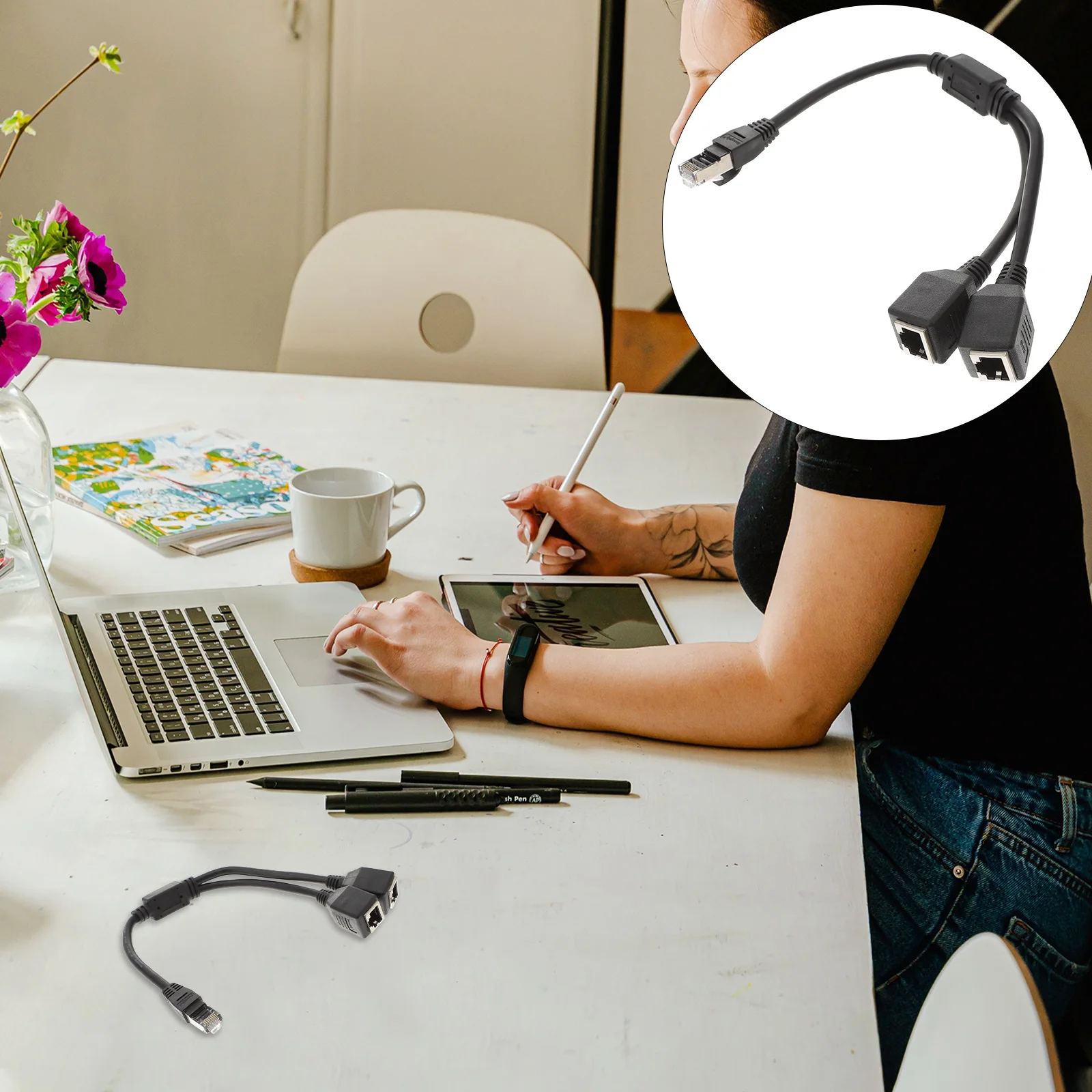 

1Pcs Network Adapter Cable with 8-Pin Gold-Plated Core High Speed Lan Network Wire for Ethernet Extension Splitter Rj45 Cable