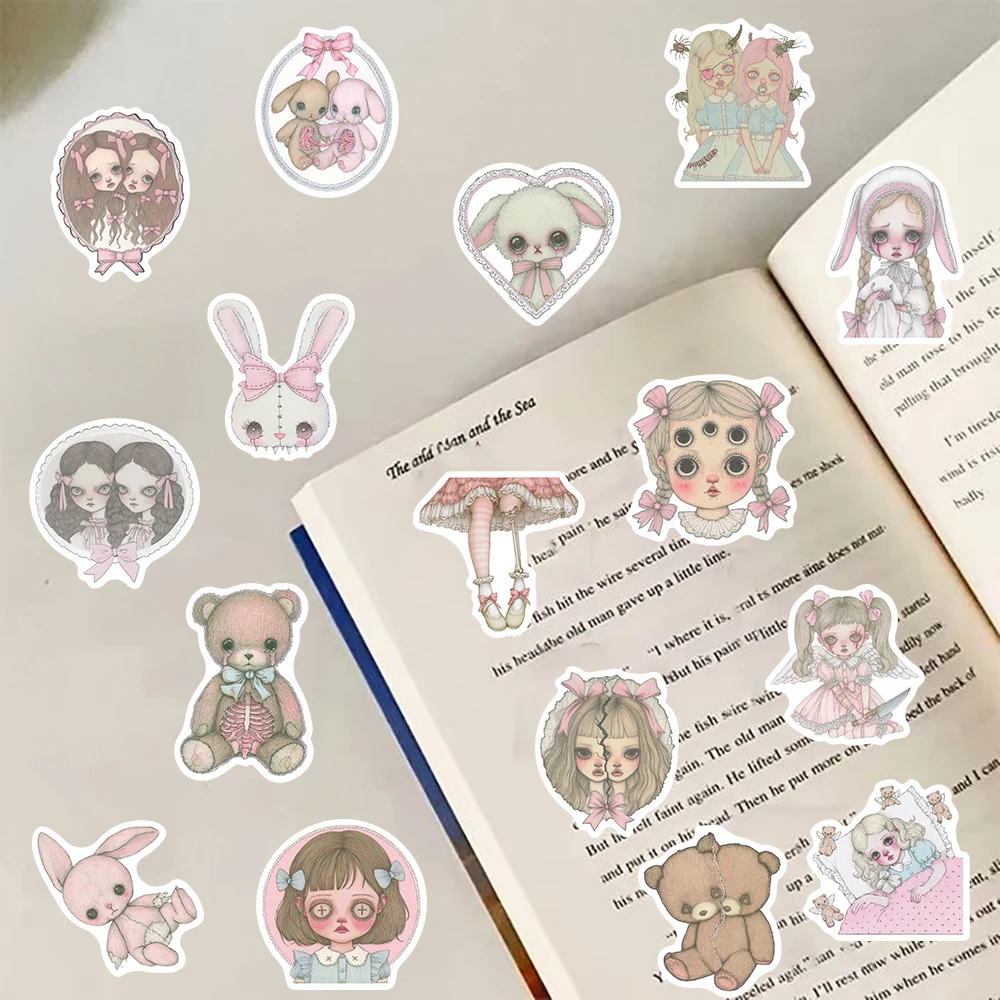 50PCS Pink Creepy Stickers For Notebook Waterproof Bicycle Motorcycle Water  Luggage PVC Classic Decal Laptop Sticker