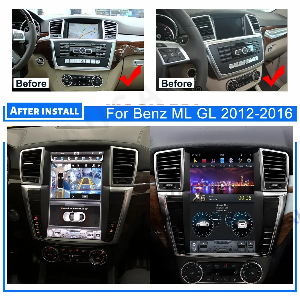 Android 12.0 dla Mercedes Benz ML W166 GL X166 ML300 ML350 ML400 ML550 GL350 GL400 2012-2016 Odtwarzacz multimedialny Auto Stereo