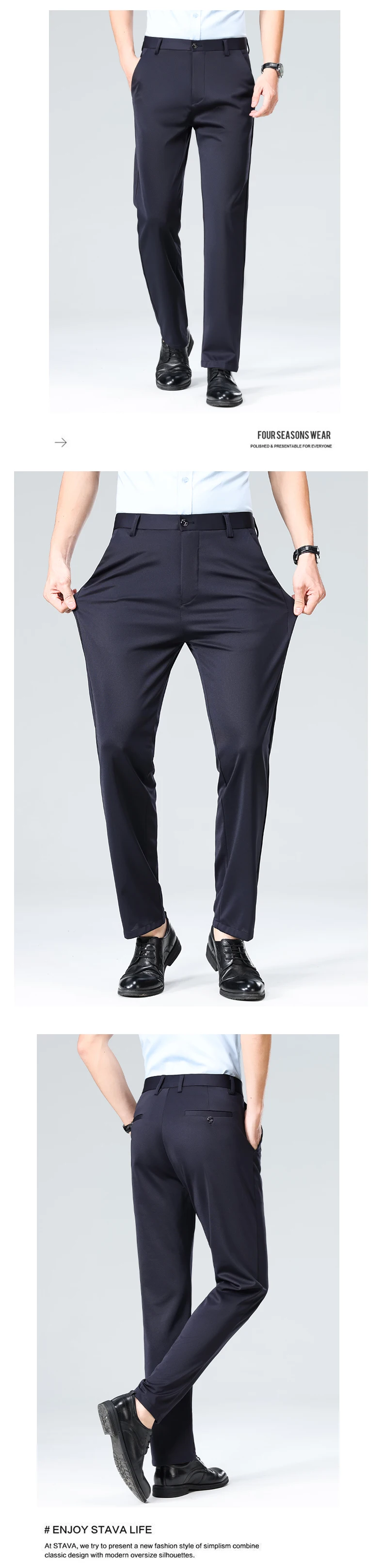 2026 Men's Spring Summer Autumn Pants Straight Stretch Casual No Trace No Ironing Fabric Silky Cool Feeling Trousers 29-42 194 S5e78a7626e614d3bbb05c96583a0162d6