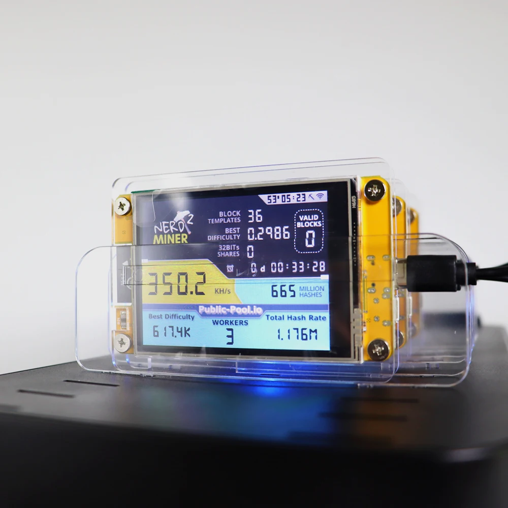 NerdMiner V2 Bitcoin Miner 350KH/s | Mini BTC Solo Lottery Mining Machine with 2.8 Inch Display Crypto Miner