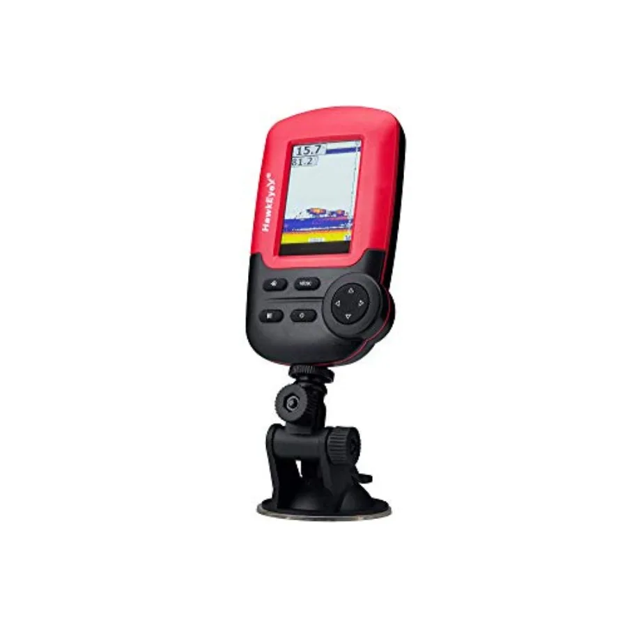 FishTrax 1C Small Boat Fish Finder for freshwater fishing, compact PVC housing, black color, built-in transducer with real-time
