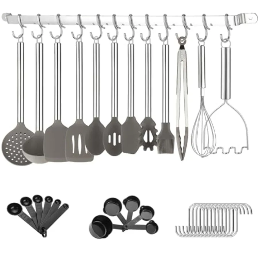 

Kitchen Utensils Set, 38 Pcs Silicone kitchen Cooking Utensils Set with Utensil Rack, Spoon Spatula Set, Non-Stick kitchen Gadg