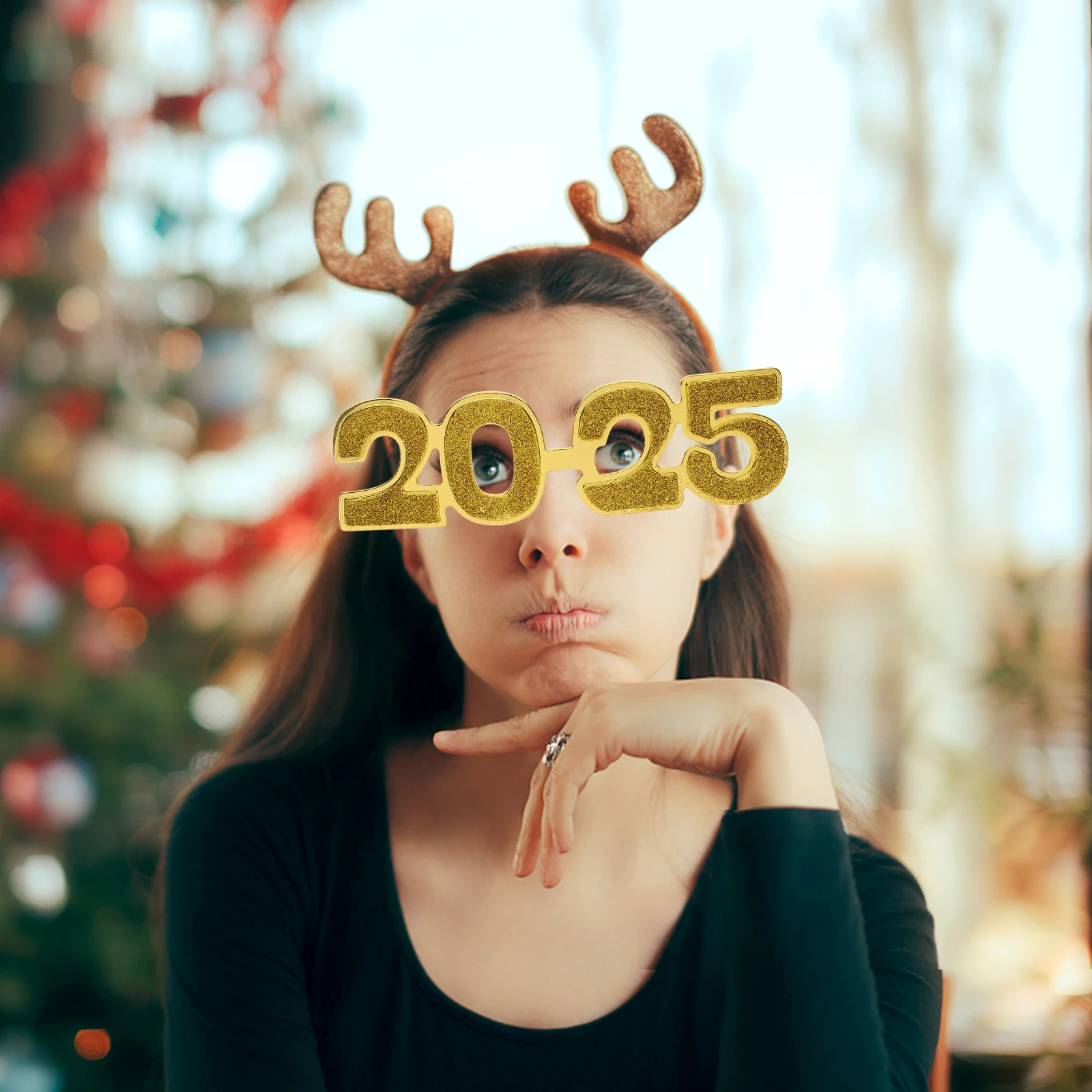 

Electroplating Powder Glasses New Year Eyeglasses Happy Halloween Graduation Party Prop PC Eyewear