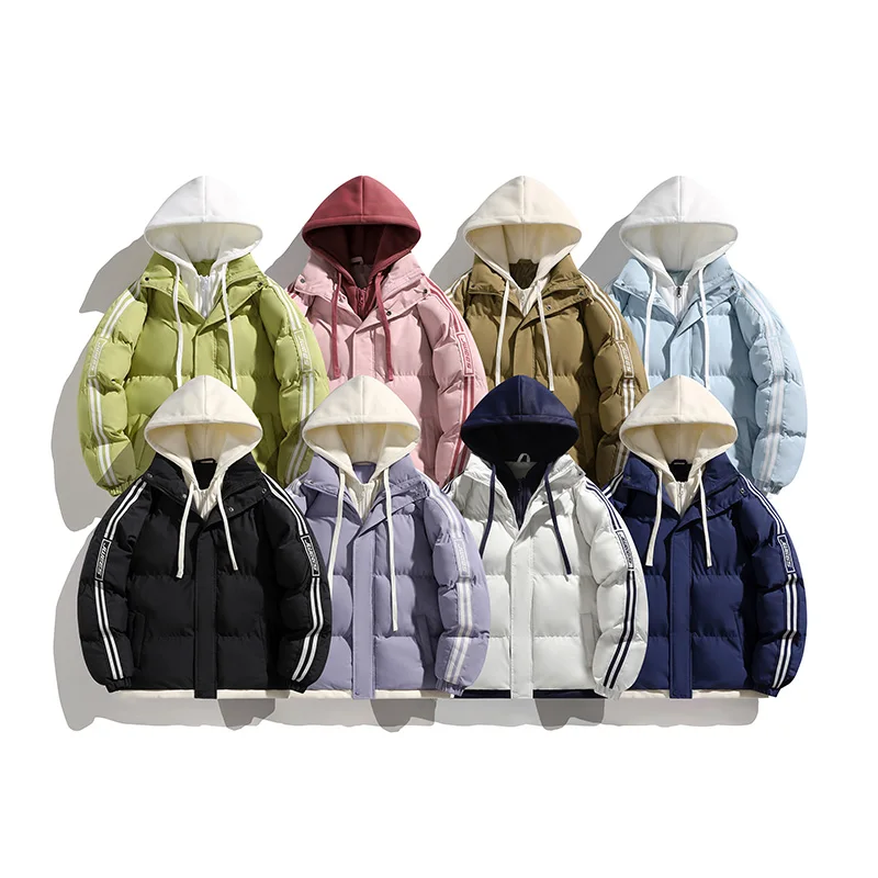 

Two Fake Coats Down Jacket Both Men Women Thickened Windproof Cold-proof Winter Cotton-padded Coat Loose Bread Jackets Outerwear