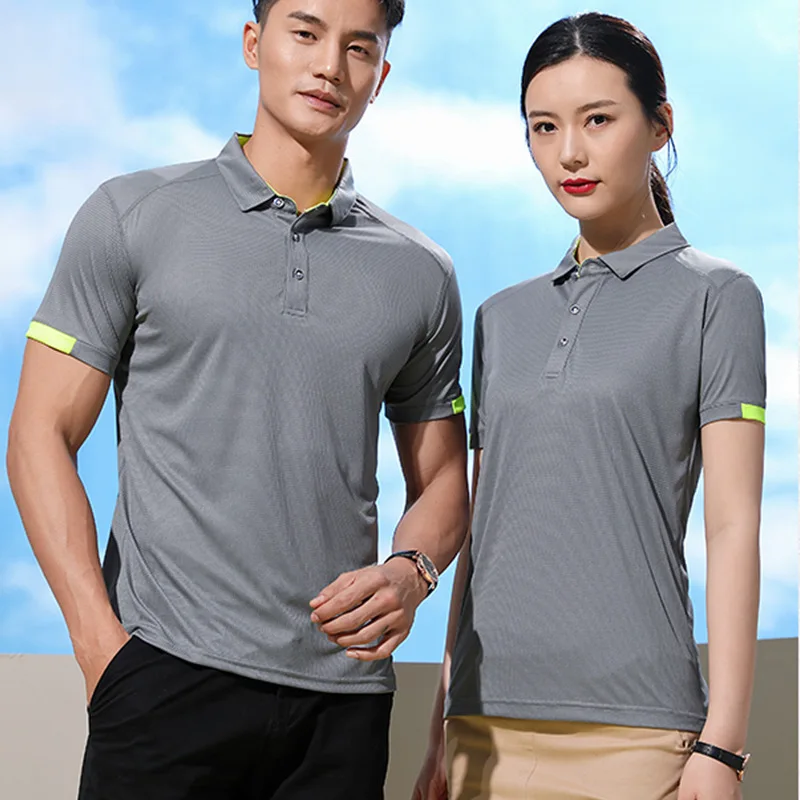 Summer Sports Polo Shirts Men Quick-dry Short Sleeved T-shirts Lapel Tennis Tees Work Outdoor Running Cool Breathable Slim Golf