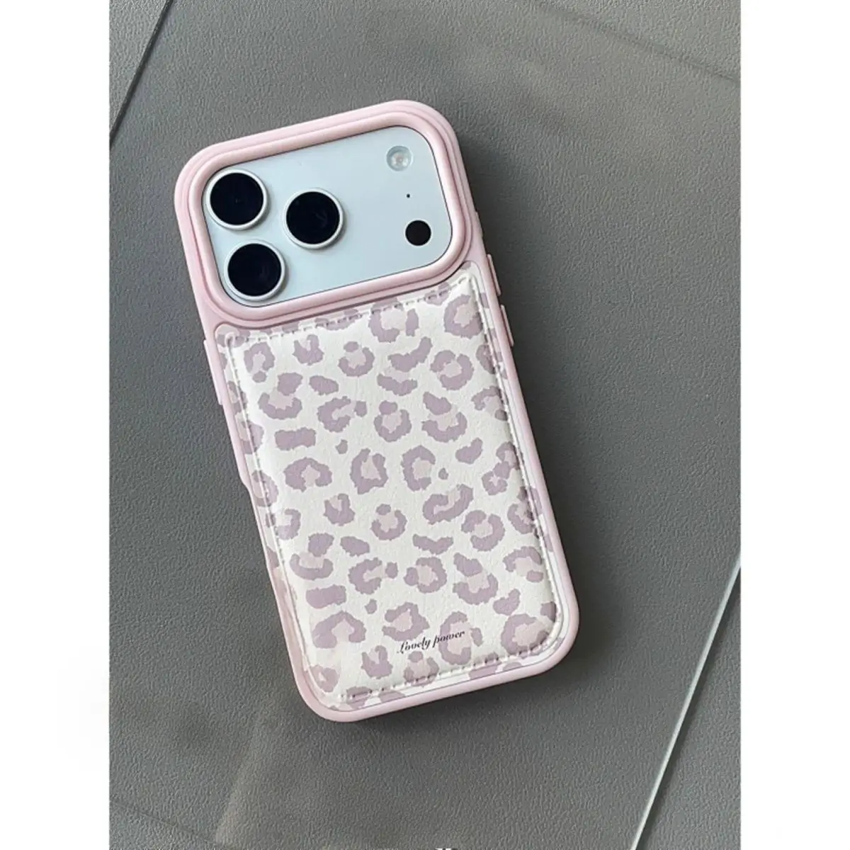 Paquete de batería de otoño e invierno, funda de teléfono de cuero con estampado de leopardo rosa coreano INS para iPhone 17 Air 16 15 14 13 12 Pro Max Plus Y2k