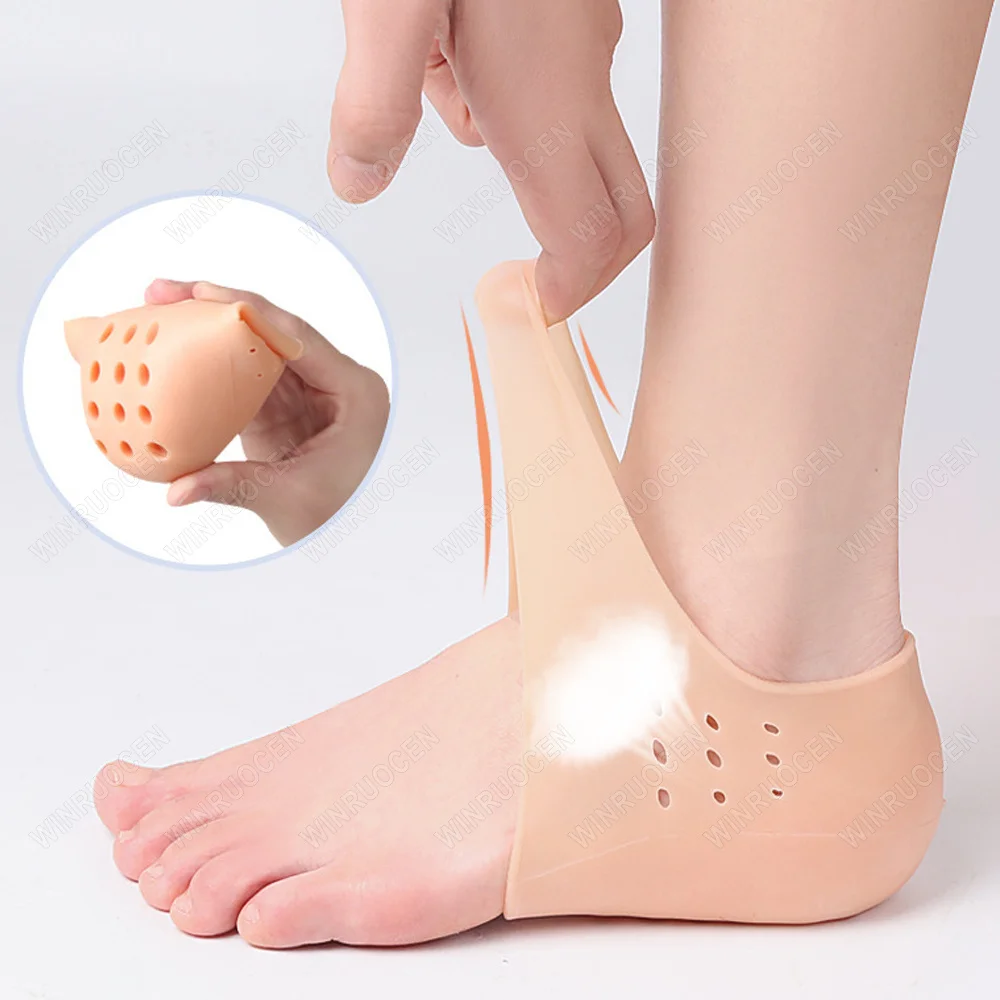 Unisex Invisible Height Increase 2-4CM Silicone Socks Gel Heel Pad Orthopedic Arch Support Heel Cushion Insoles Foot Massage Pad