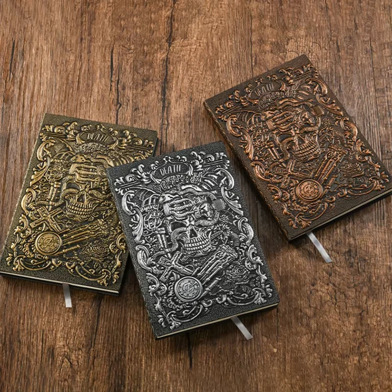 1Pcs Retro 3D Tarot Relief A5 Notebook Journal Embossed Writing Notebook Handmade Leather Cover Diary Gift Office Supplies