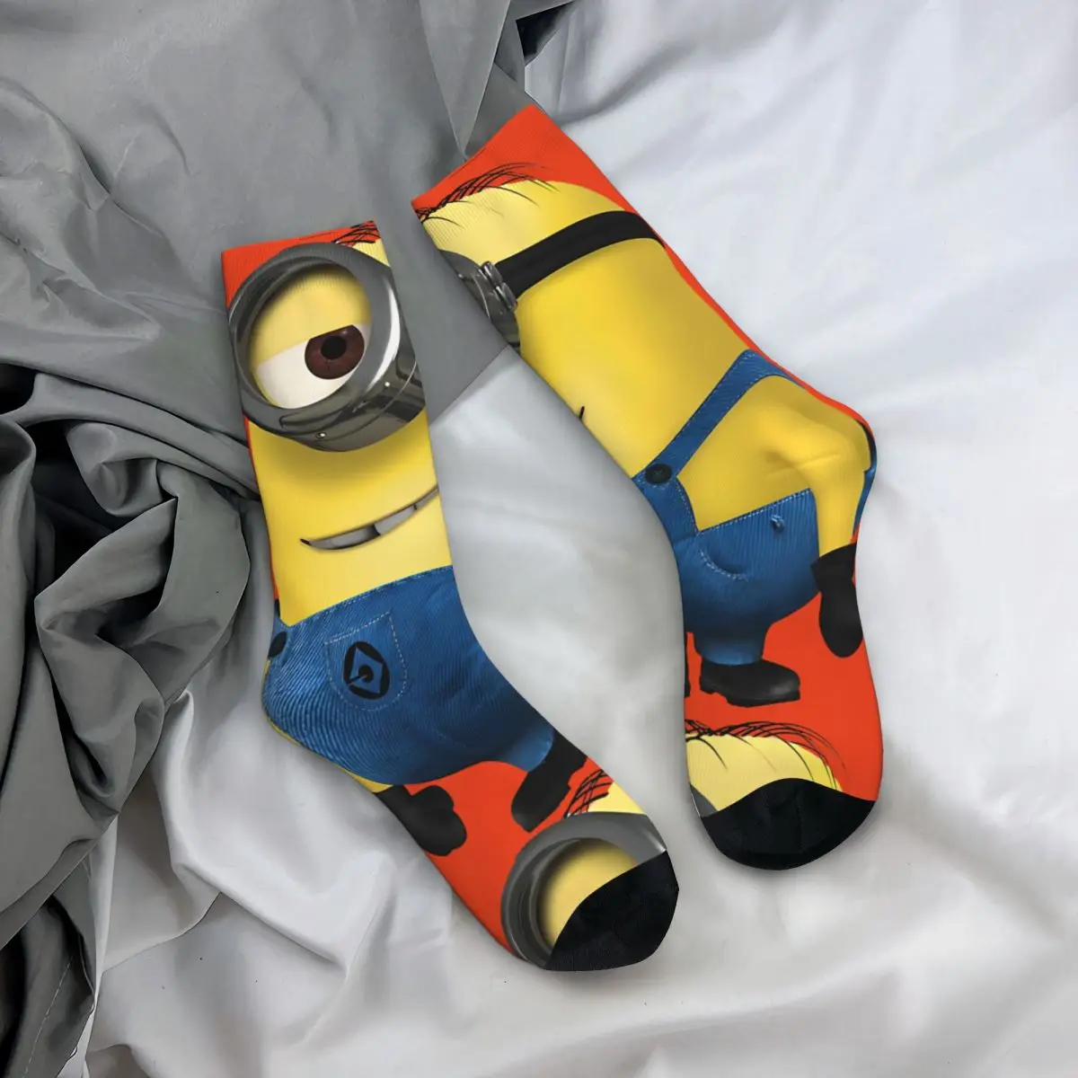 Cute Minions Men\'s Socks Retro Harajuku Despicable Me Minions Street Style Novelty Casual Crew Sock