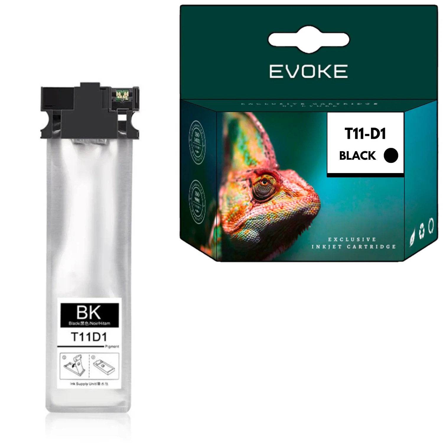 Evoke Compatibele Inkt voor Epson T11D1Bk C13T11D140 Zwart 90 ml Workforcepro Wf-C5390Dw Wf-C5890Dwf