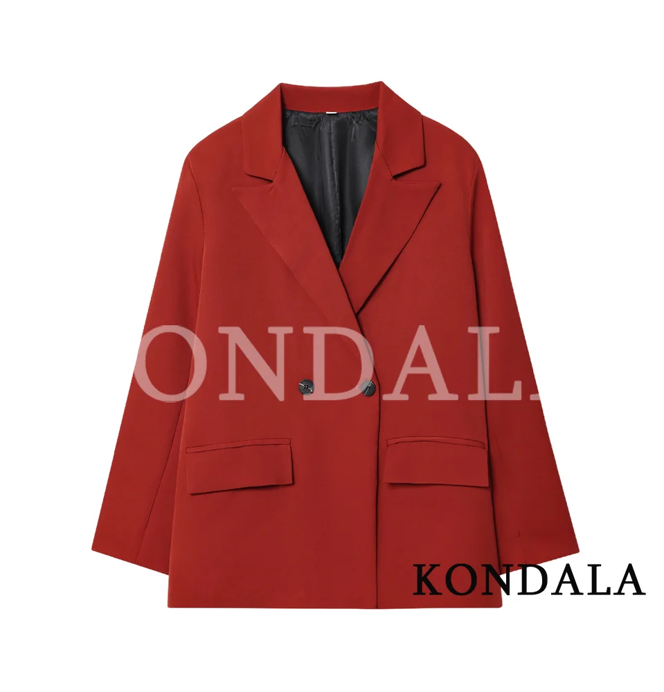 KONDALA Elegant Double Breasted Pak Vrouwen Trendy Commute Revers Blazer Jas 2026 Lente Zomer Minimalistische Kantoor Dame Blazer