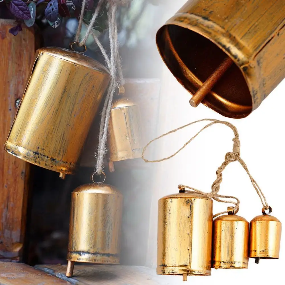 Hanging Harmony Giant Cowbells Sparkle Dreams Shabby Golden Bells Children's Room Decoration Christmas 2024 Decoration