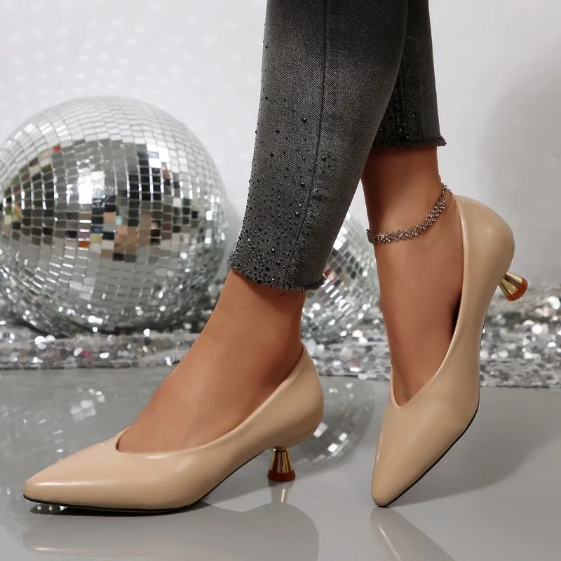 جلد ناعم خنجر حذا فردي للسيدات موضة أشار تو الفم الضحلة الانزلاق على عدم الانزلاق مقاومة للاهتراء أحذية منخفضة