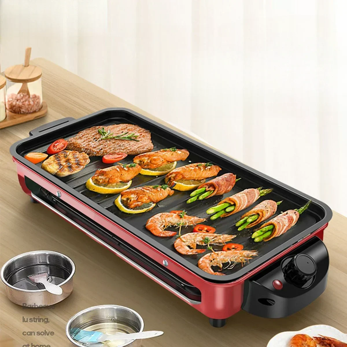 

For New Smokeless Household Electric Oven With Grill Plate And Skewer - Based Electric Grill: Great For Barbecue And Roasting La