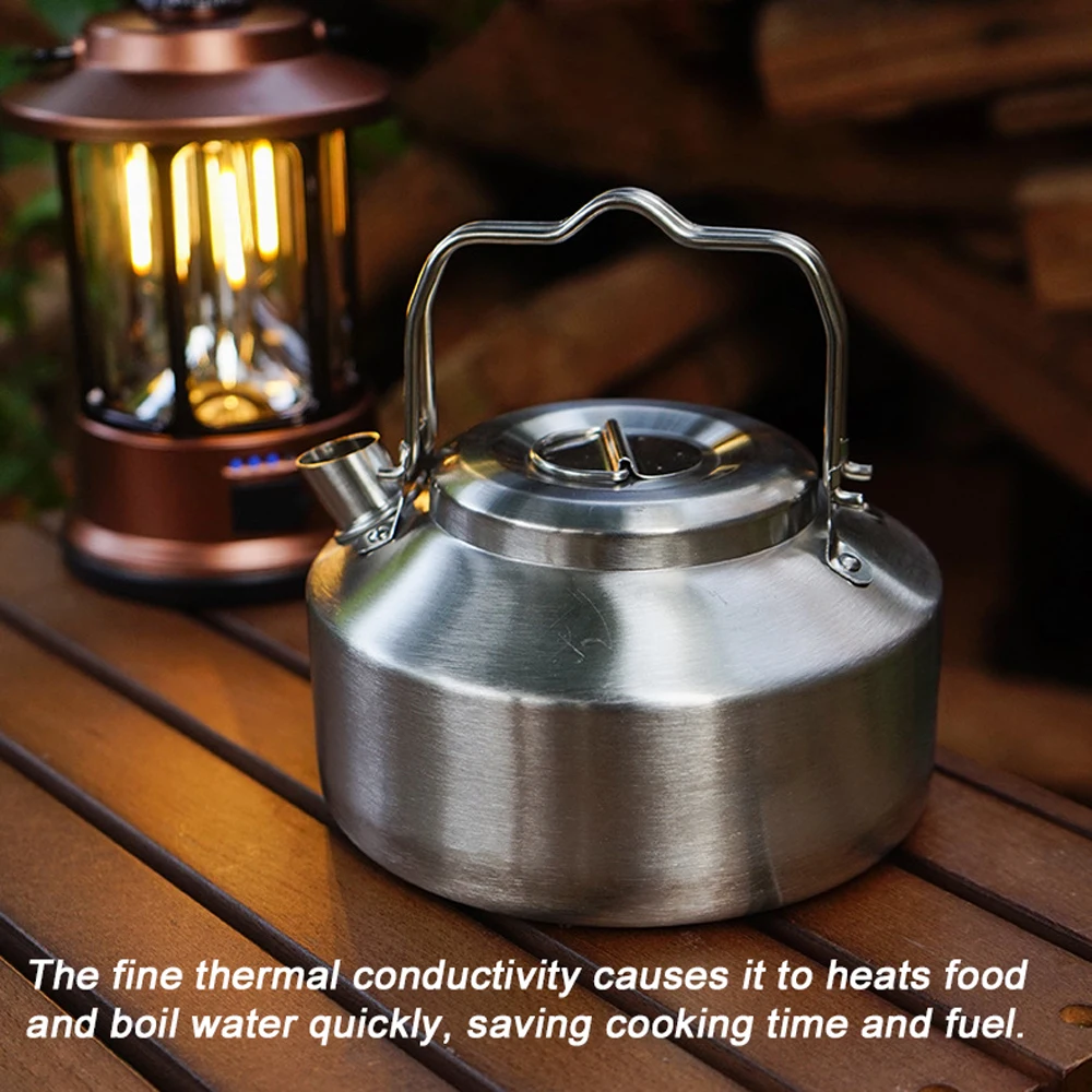 

Outdoor Camping Pot Stainless Steel Tea Coffee Cooking Pot Kettle with Foldable Handle for Hiking Picnic Camping Equipment