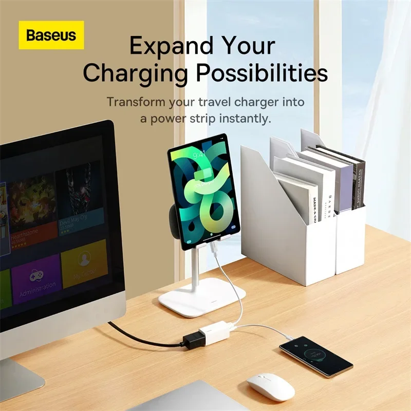 Baseus Mini Travel Power Strip 2500W Power US EU Extension Plug 1m Extension Cord For Mobile Phone Notebook Charger Fan TV