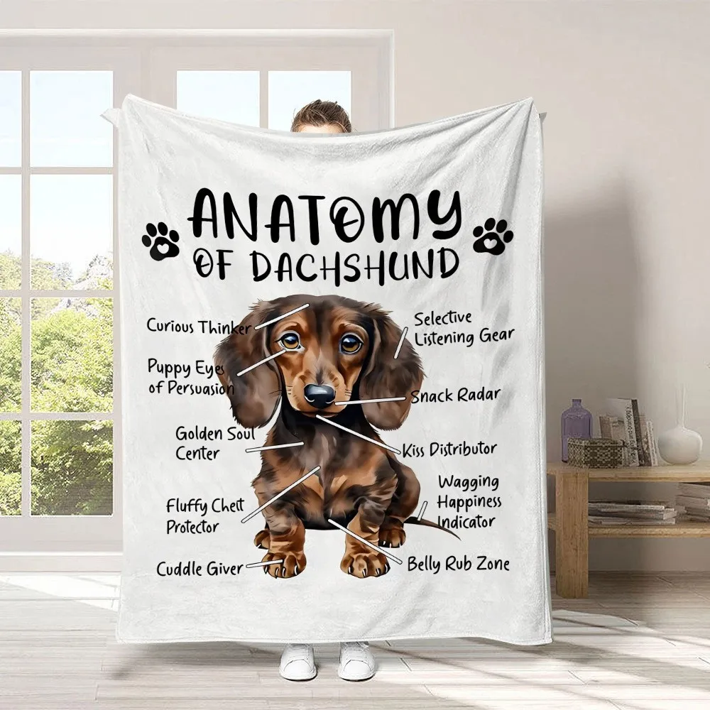 Modern 2D Dachshund Blanket Realistic Puppy Forest Print Warm Cozy Throw For Luxury Living Room Sofa Bed Couch Home Decor New