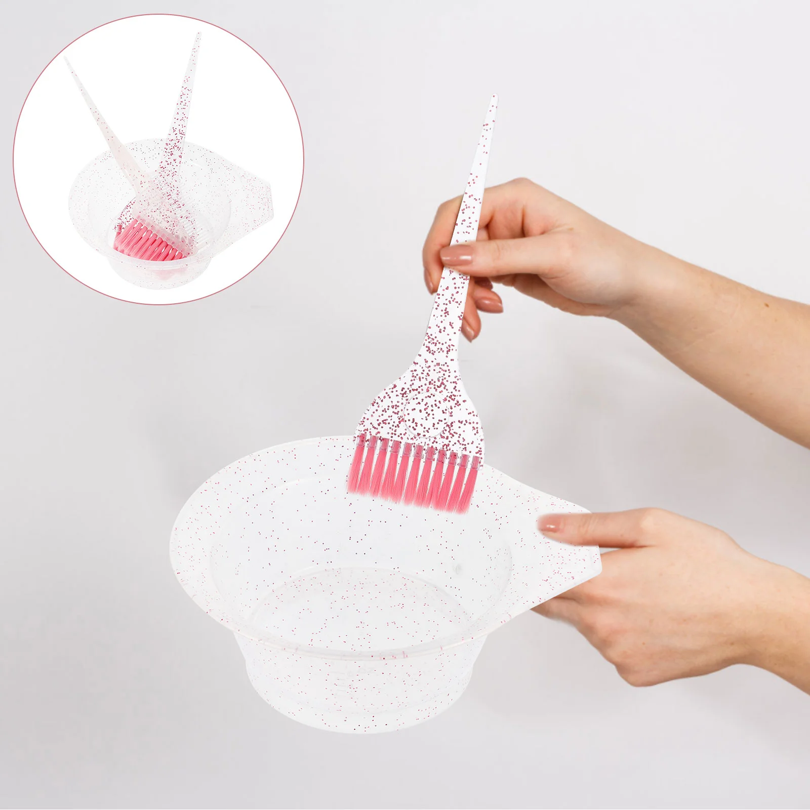 Hair Dye Brush Baking Oil Bowl Three-piece Set Coloring and Dyeing Suit Pink Miss