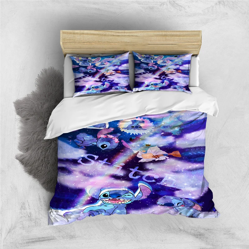 Imagem -05 - Disney-cute Stitch Bedding Conjunto para Crianças e Adultos Capas para Colchas Fronhas Cartoon Print Artigo de Moda Camas Pcs