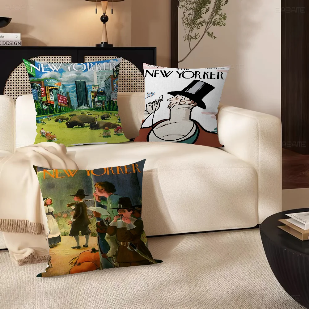 The-New-Yorker Magazine Classic Vintage 45*45cm Cushion Cover Pillow Cover Decor Pillowcase Home Pillowcase For Couch Pillow