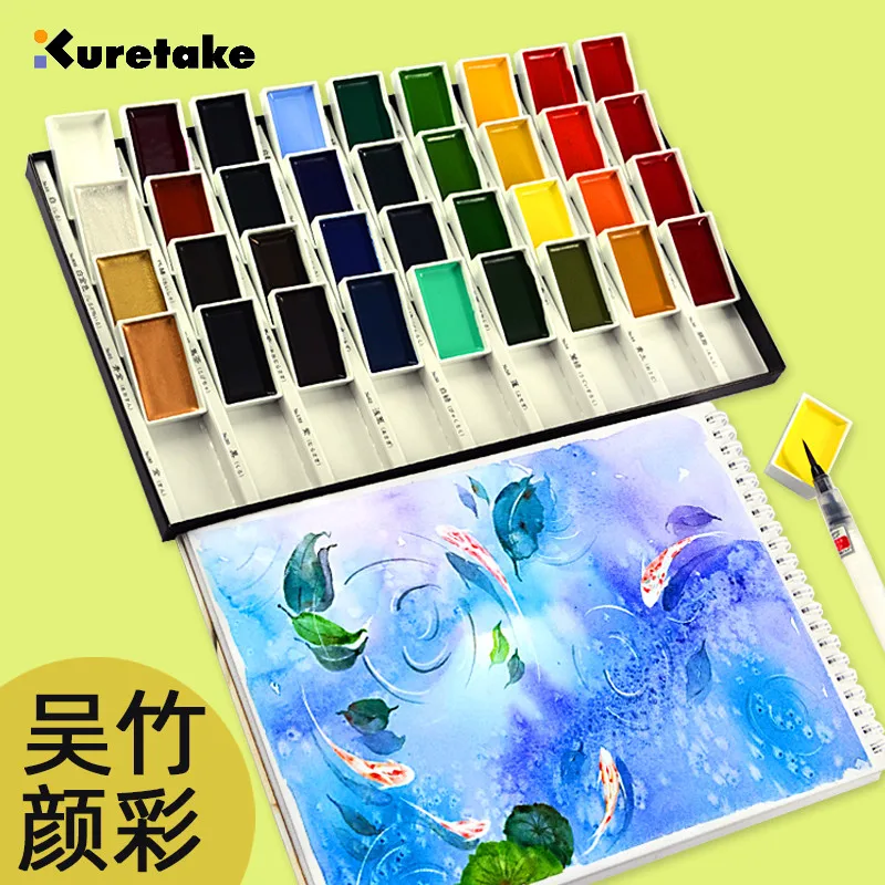 2024 ZIG Kuretake Solid Watercolor Paint Set  Watercolors Field Sketch Set for Painting Supplies 12/18/24/36/48 Colors