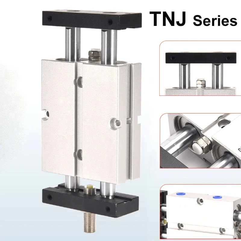 Pneumatic Double Shaft Double Rod TNJ Adjustable Stroke Cylinder TN10/16/20/25/32 mm Bore 20/30/40/50/75/100 mm Stroke.