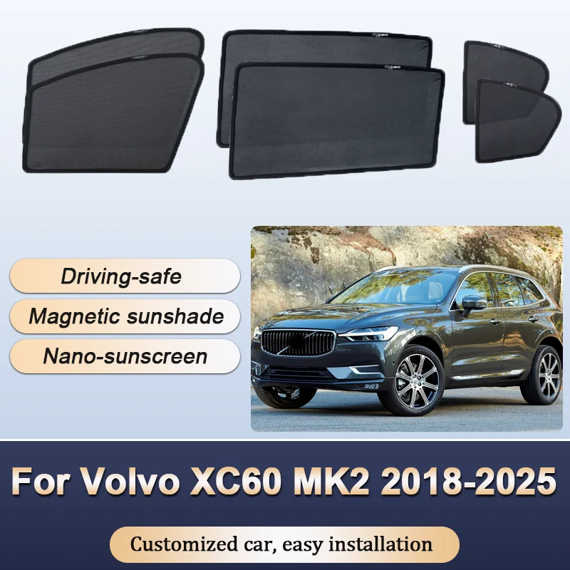 

Sun Shades For Volvo XC60 MK2 2018 2019-2025 Sunshades Magnetic Heat insulation Curtains Privacy Window Visor Car Accessories