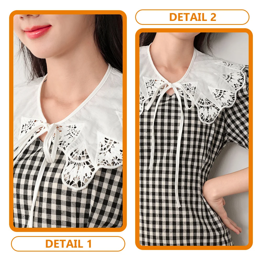 شال للحماية من الشمس من الشيفون بياقة مزيفة قابلة للفصل، بلوزة عصرية خفيفة الوزن قابلة للتنفس ومتعددة الاستخدامات #5