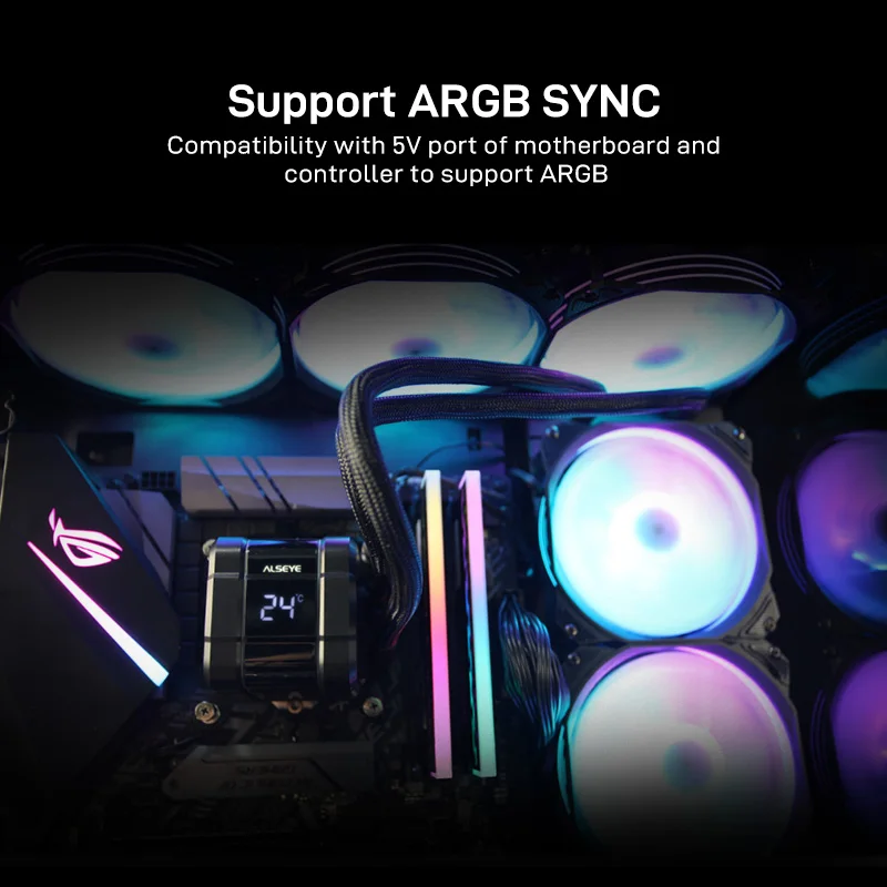 ALSEYE M240 Plus Water Cooler Cpu 240mm 5V 3 Pin Water Cooling Fan ARGB Liquid Ventilador Radiator For 1200 1700 2011 AM4 AM5