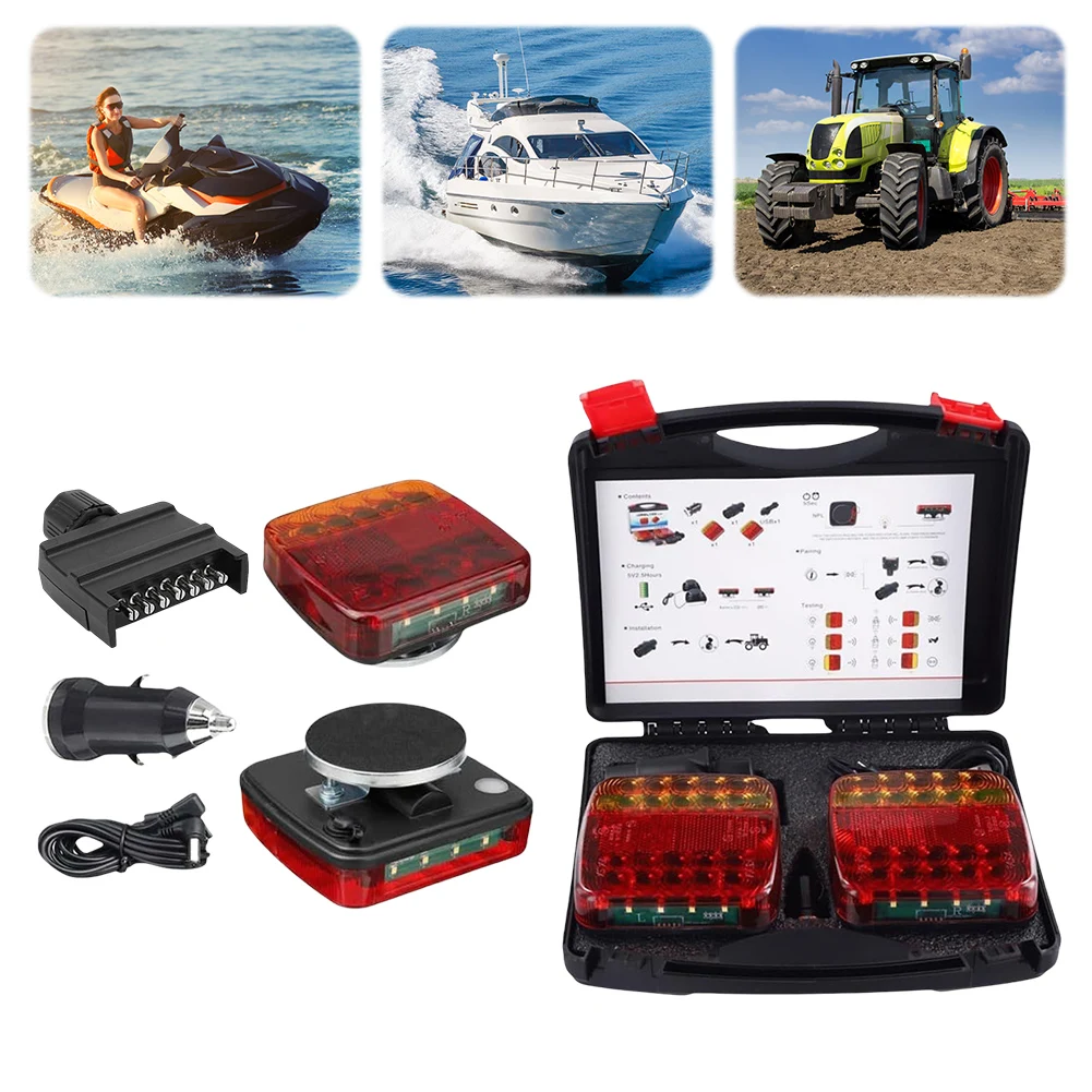 

Wireless Trailer Lights Waterproof LED Magnetic Wireless Tail Lights for Trailer Trailer Tow Lights for Truck RV Camper Boat