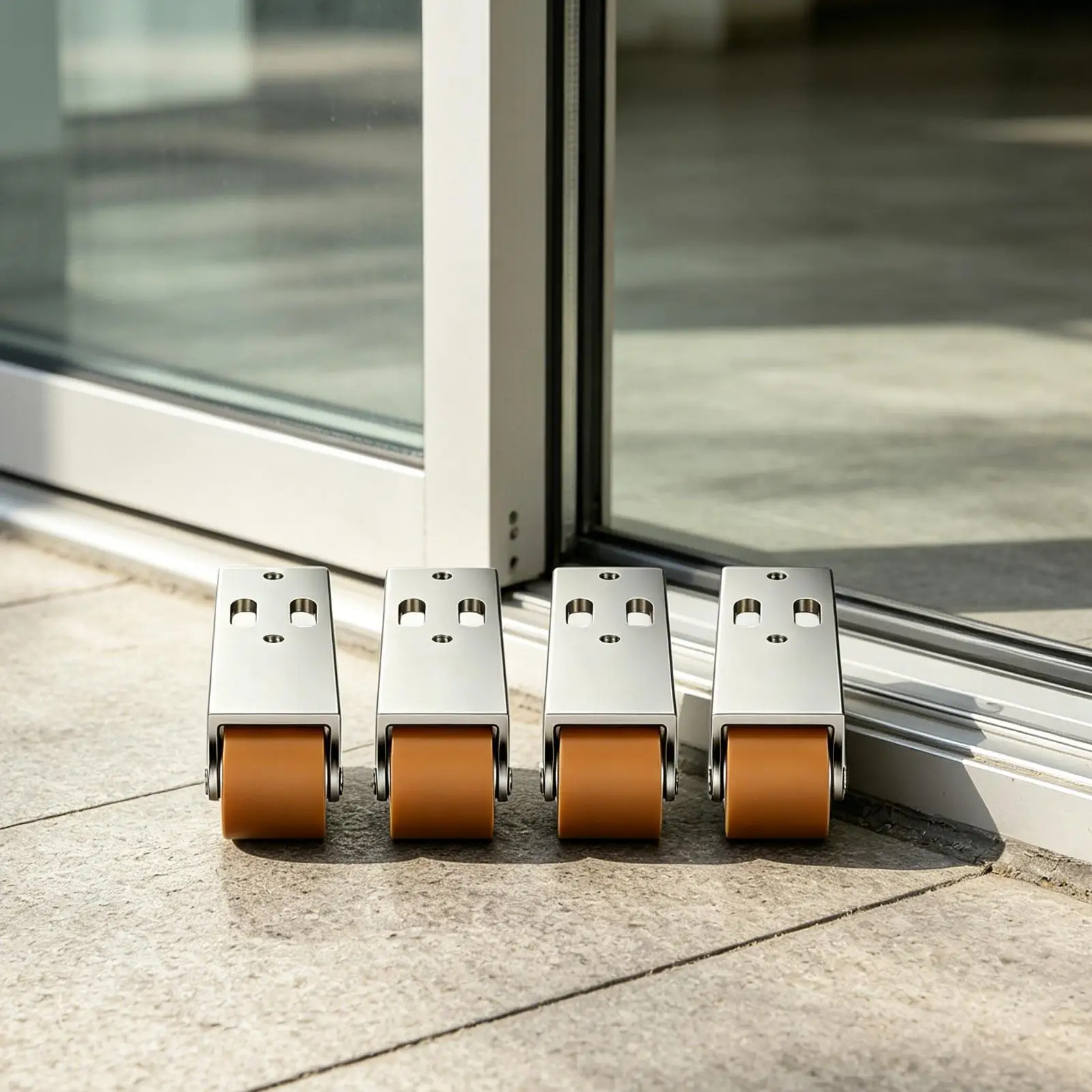 Vertical Track Roller Solid Metal Body With Rubber Wheel Smooth Sliding 4 Pieces Set For Furniture Door Track Support