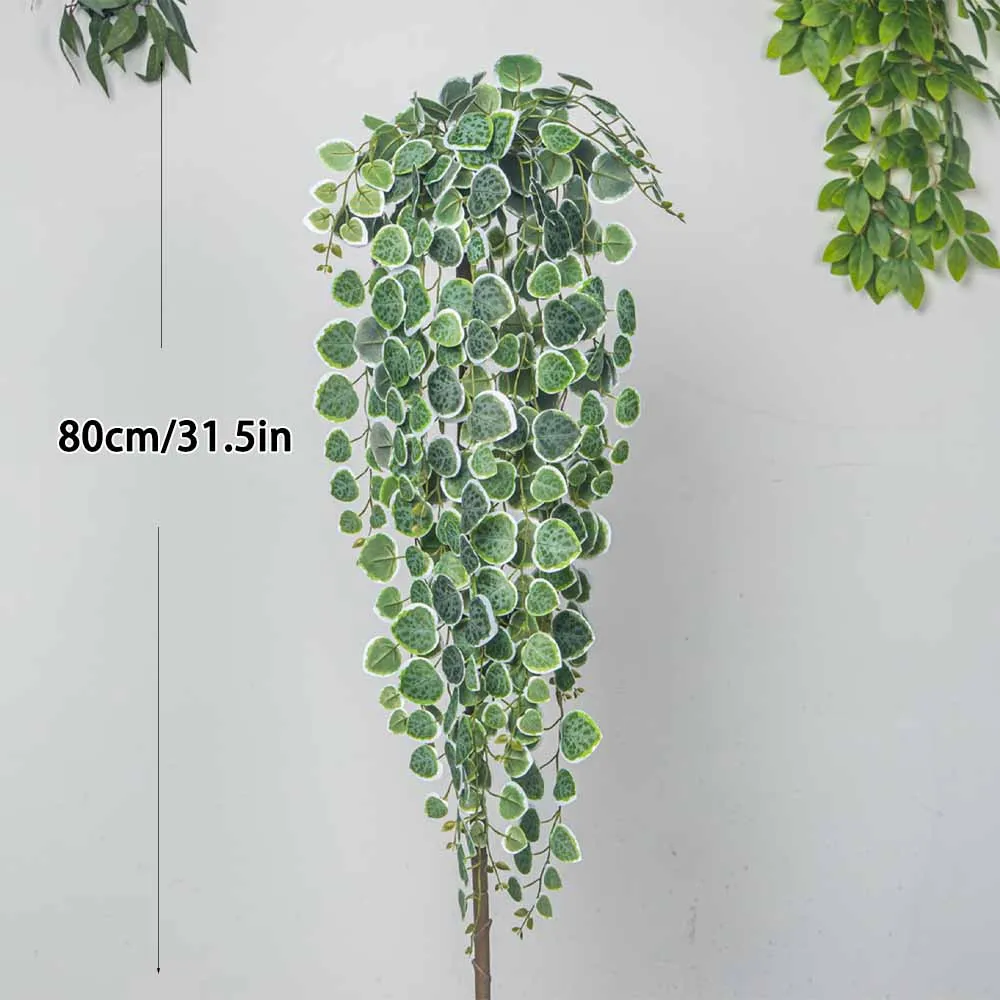 60–80 cm künstliche hängende Ranken, tropische Eukalyptuspflanzen, Kunststoff, Geldblatt, Wandbehang, Rattan für Hochzeit, Haus, Garten, Dekoration – Detail 14