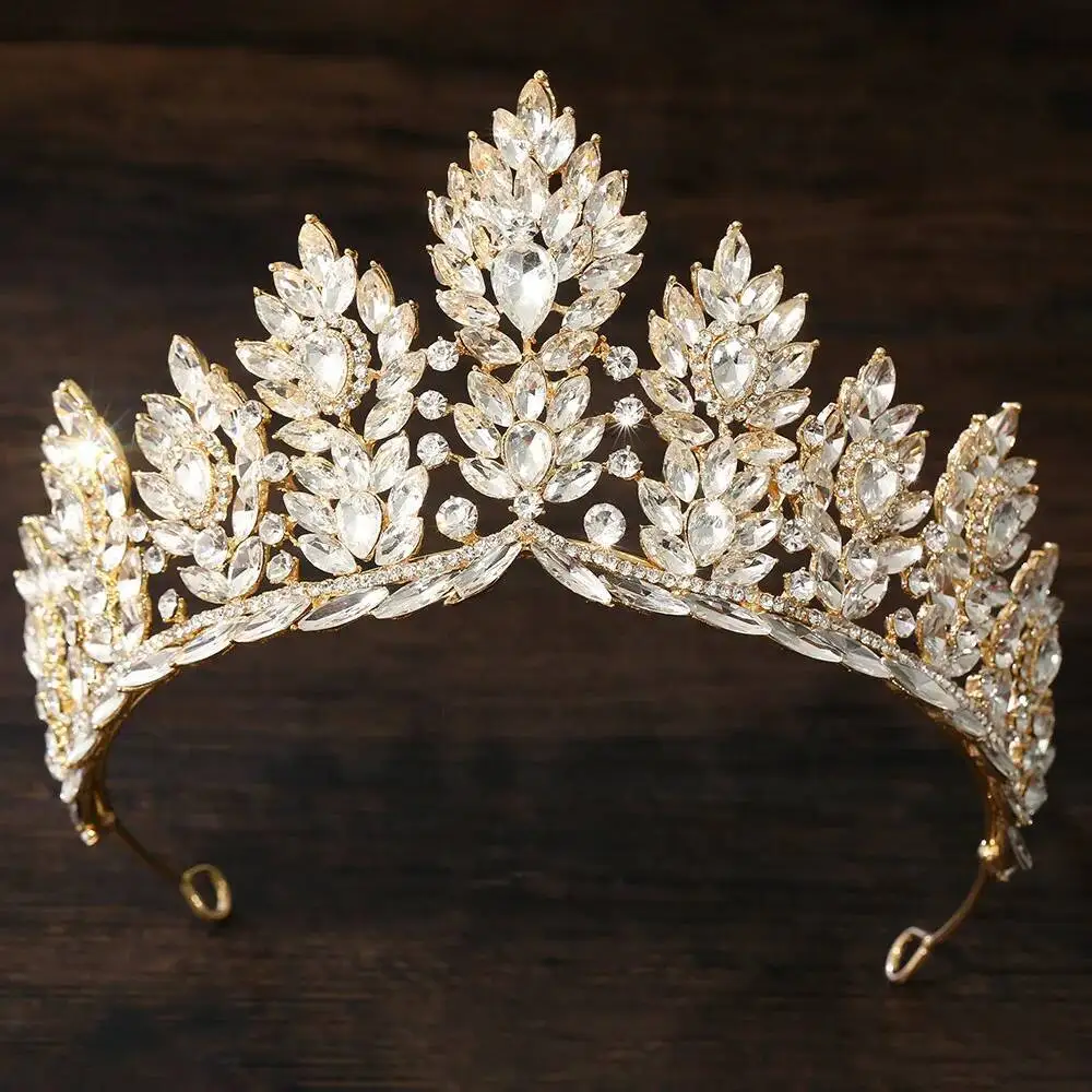 Korean Bridal AB Crystal Rhinestone Big Tiaras And Crowns For Wedding Women Girls Party Crown Hair Dress Jewelry Accessories