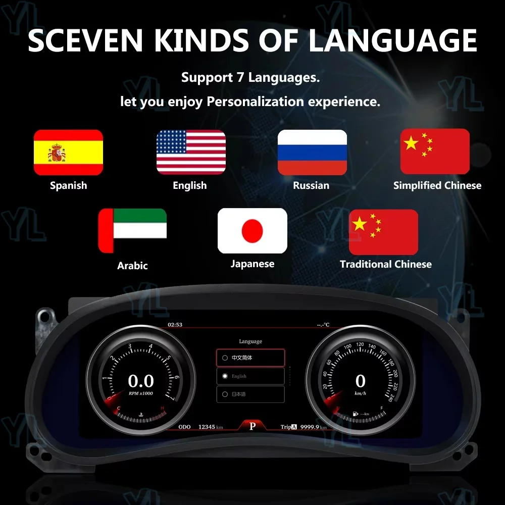 

12.3 inches Screen Linux OS Car Digital Cluster Instrument CockPit For Jeep Wrangler JL 2011-2017 LCD Speedmeters Dashboard Part