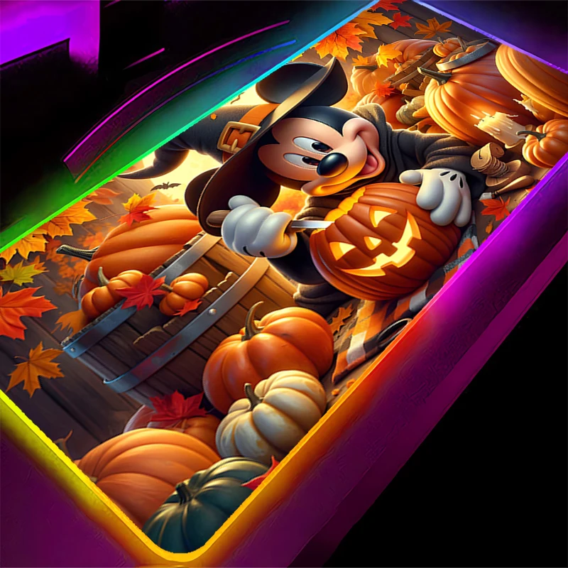 RGB Mouse Pad Mickey and Minnie Gaming Accessories PC Gamer xxl Lock Edge Computer Desk Mat Laptop Varmilo LED Keyboard Mousepad