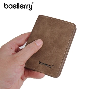 Baellerry Men's Front-Pocket Wallet – Minimalist PU Leather Money Clip Card Holder, Black / Blue