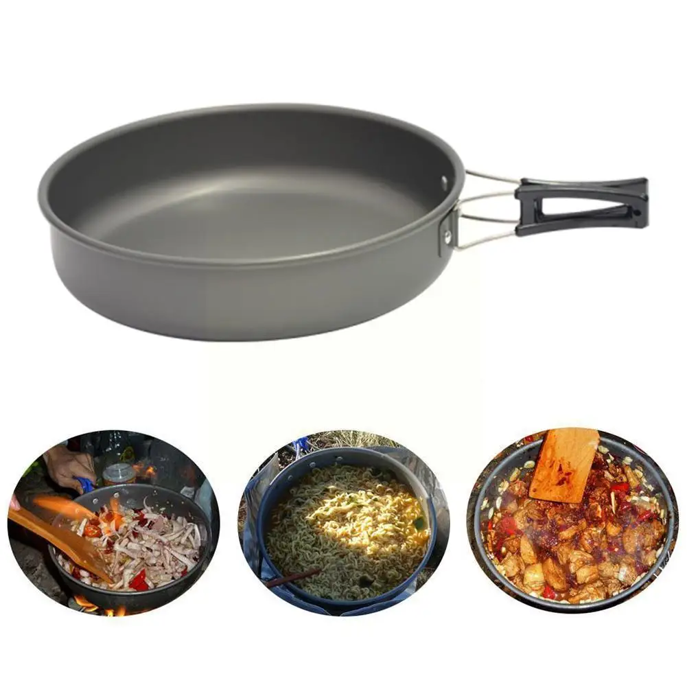 2023 New Non-stick Travel Aluminum Alloy Portable Outdoor Pan Kitchen Utensil Cooking Camping Picnic Frying Cookware Hiking B3V3