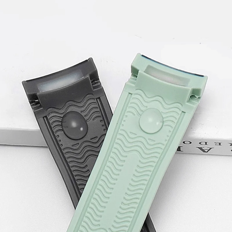 Misura per Omega X Swatch Seamaster 300 cinturino per orologio in silicone con estremità curva cinturino sportivo in gomma 304 con fibbia pieghevole in acciaio inossidabile