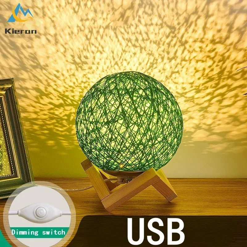 Imagem -03 - Modern Minimalismo Rattan Bola Led Candeeiros de Mesa Madeira Maciça Desk Lamp Quarto Estudo Cabeceira Sala Decoração Bola Lâmpadas de Chão