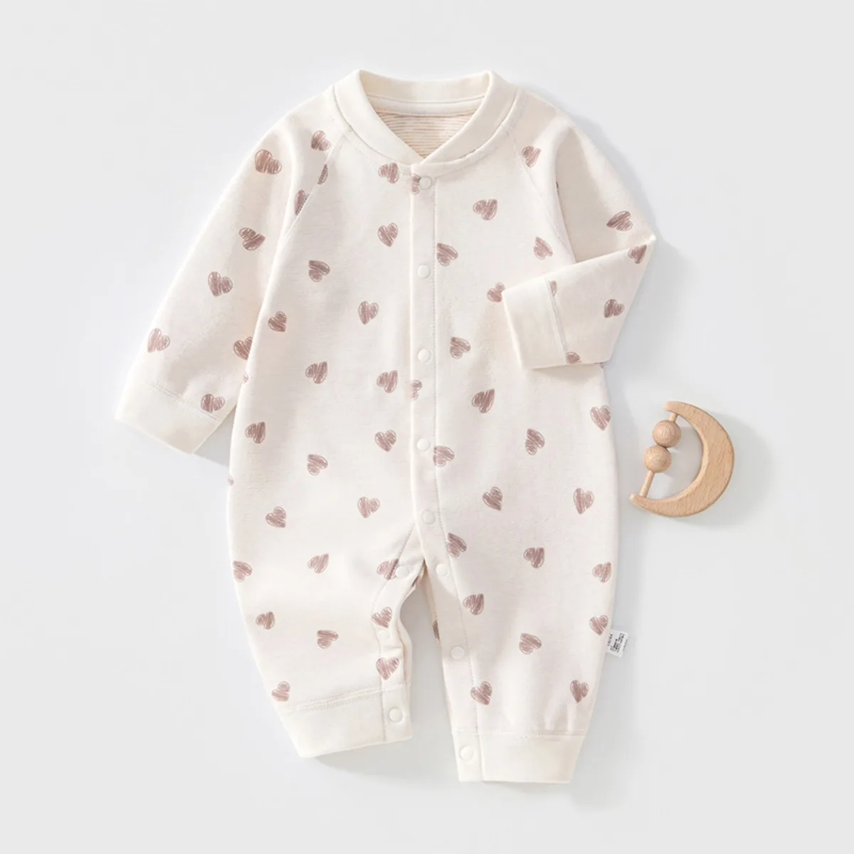 Spring Autumn Baby Romper Front Snaps Long Sleeve Onesie Cute Print Soft Newborns Infant Clothes Unisex Jumpsuit Pajamas 0-18M