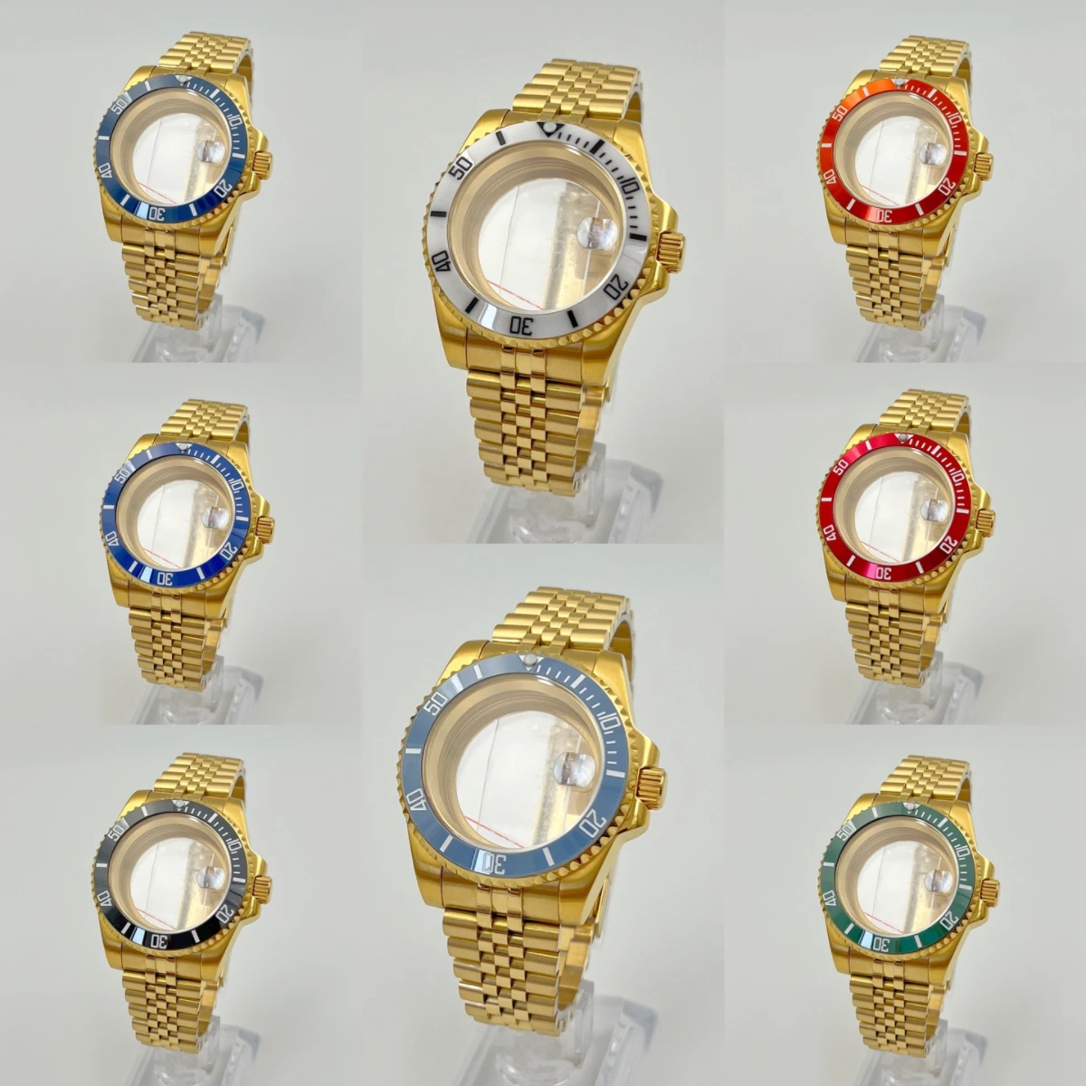 

NH35 case, gold case Jubilee watch strap set, multiple color SUB bezel, suitable for NH34/NH35/36,