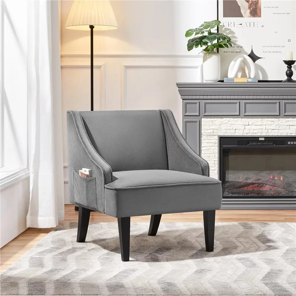 Living Room Chairs,Upholstered Velvet Wingback Accent Chair, Gray,Living Room Chairs