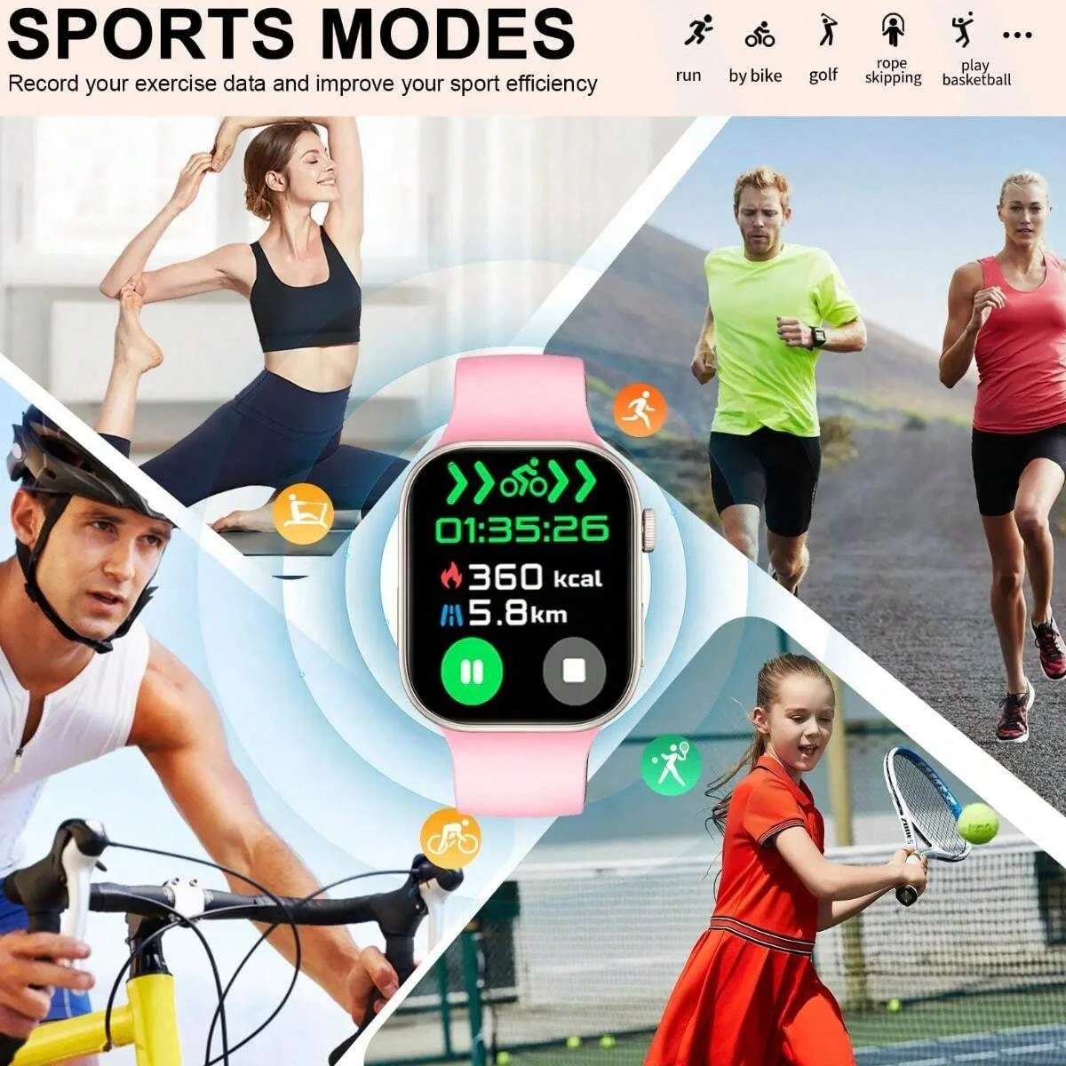 Новые спортивные умные часы 2026, несколько спортивных режимов, беспроводной вызов/набор номера, просмотр напоминаний о сообщениях, подходят для мужчин и женщин