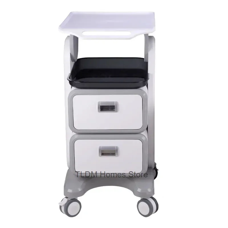 Multifunctional Salon Trolleys Hospital Medical Dental Tool Cart with Two or One Drawer Dental Plastic Storage Tool Storage Cart