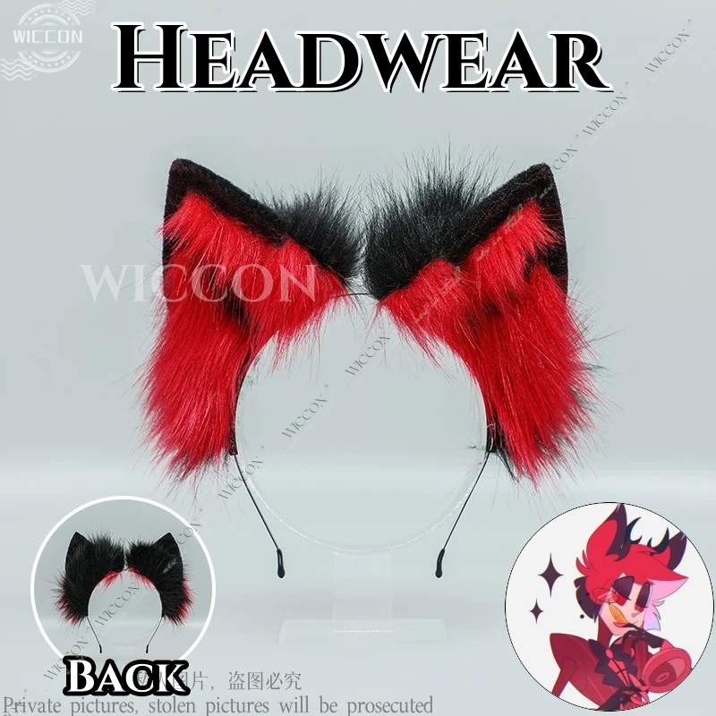 Alastor Anime Cosplay disfraz peluca orejas, accesorios de Hotel, uniforme de Halloween, traje de baño, orejas peludas, fiesta, conjunto completo Unisex