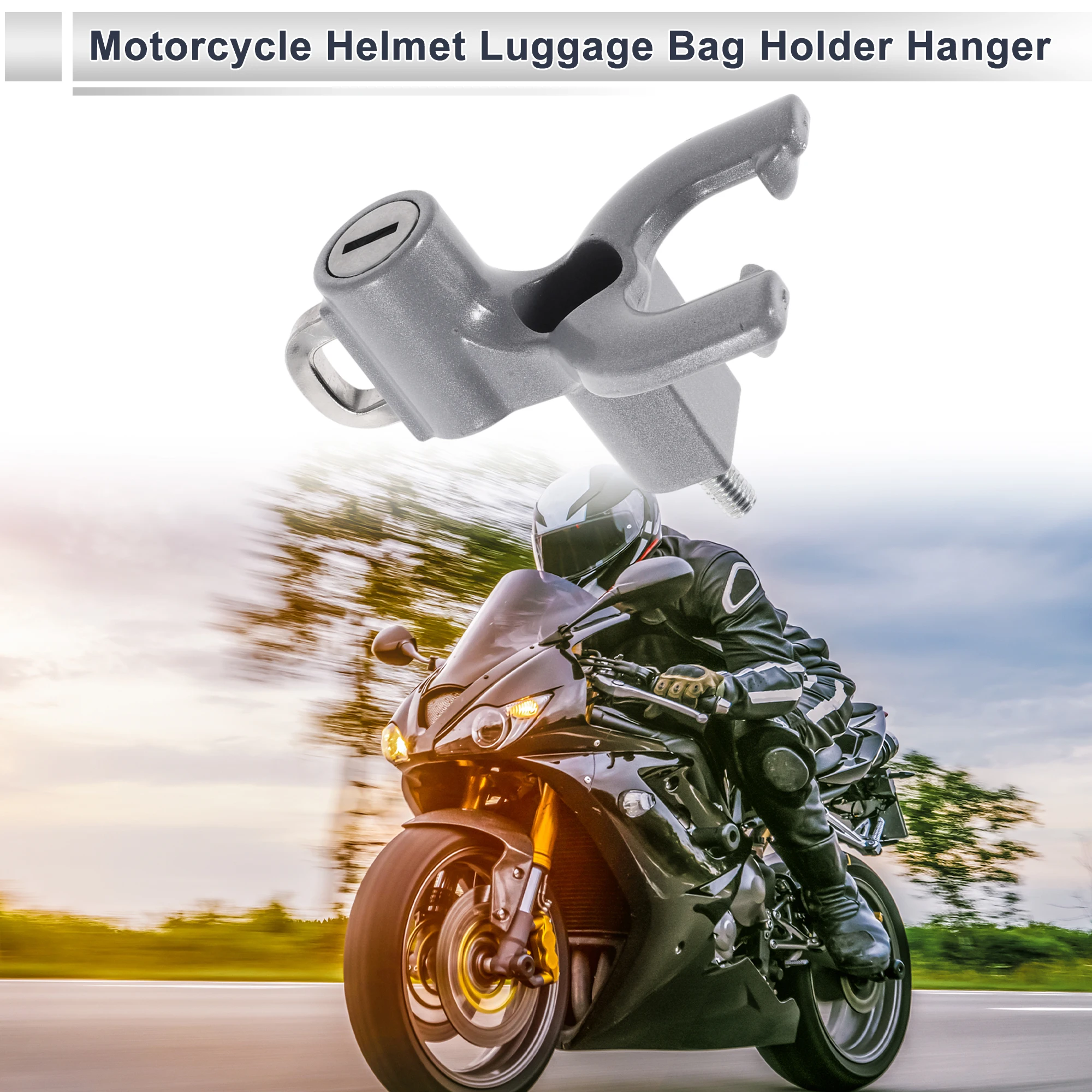 خطاف تعليق معدني للدراجة النارية ذو شوكة مزدوجة من Motoforti مجموعة واحدة باللون الفضي #3