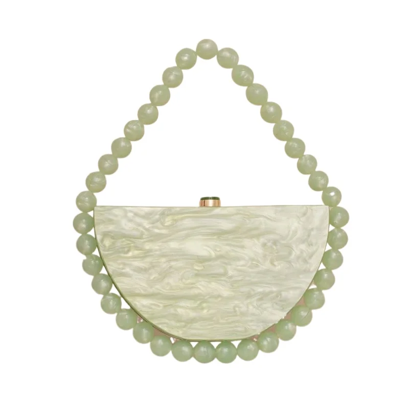 

Роскошный дизайн, акриловая вечерняя сумка в форме полумесяца с бисером, винтажная свадебная вечеринка для невесты, кристальный полукруглый клатч, кошелек и сумочка