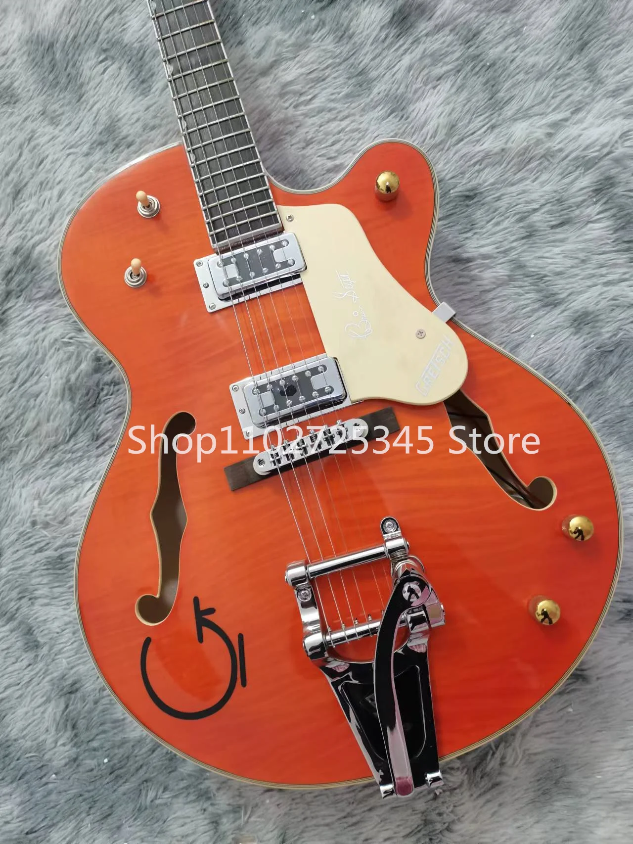 

Jazz Semi-Hollow Electric Guitar, 6 String, Chrome Hardware, Flame Maple,Free Delivery Support, Custom